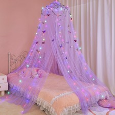 Bed Canopy for Girls Room Bed Canopy Curtains with Lights Mosquito Net DIY Pr...