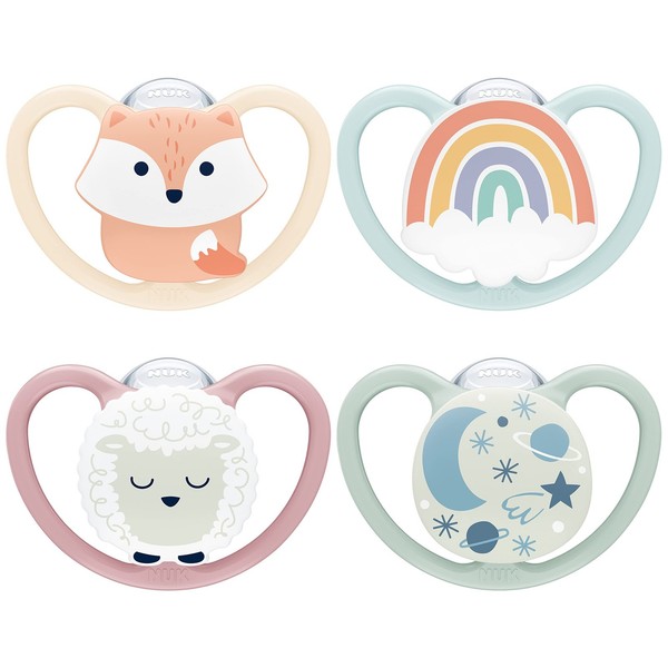 Nuk Space Day & Night Schnuller 0-6M | Leuchtend | Bpa-Frei | Fuchs & Schaf | 4-image