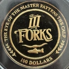3 Forks Steakhouse. 2 Oz of .999 Silver with 24k Gold Plating