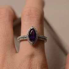 Amethyst Gemstone 925 Sterling Silver Women Stack Ring Duty Free