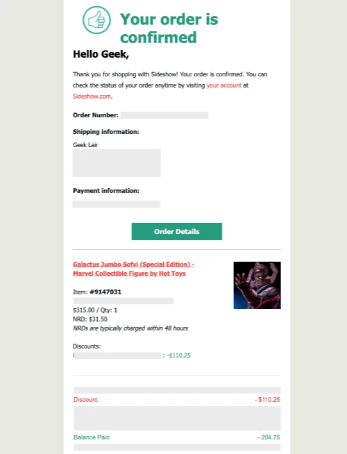 Marvel Hot Toys Galactus Jumbo Sofvi Special Edition SMS001JB PREORDER - Image 2 of 2