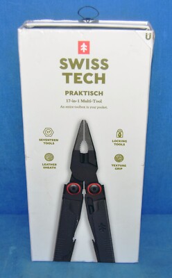 Swiss Tech Praktisch Aus-8 Steel 17-in-1 Folding Multi Tool W/Leather Sheath NIB