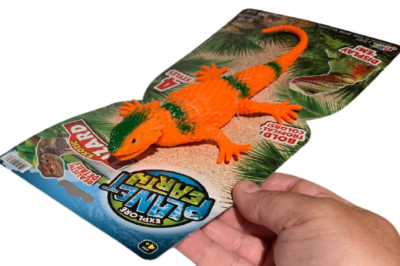 Orange Green FAKE LIZARD TOY Rubber Reptile Gecko Chameleon
