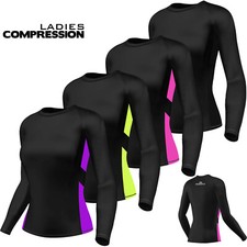 Ladies Compression Top Gym Shirt Base Layer Running Workout Yoga T Shirt S to XL