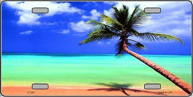 Beach Theme Novelty Metal License Plate Tag – Aluminum – Front Mount – Made In USA