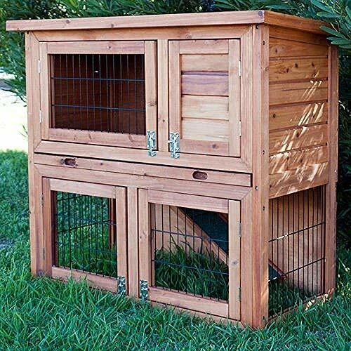 BUNNY BUSINESS 2 Tier Double Decker Rabbit Guinea Pig Hutch Sliding Tray 36 DDD
