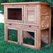 Image of BUNNY BUSINESS 2-Tier Double Decker Rabbit/Guinea Pig Hutch Sliding Tray 36-DDD
