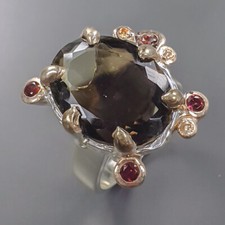 Natural  Not Enhanced Smoky Quartz Ring 925 Sterling Silver Size 8 /B-R1216