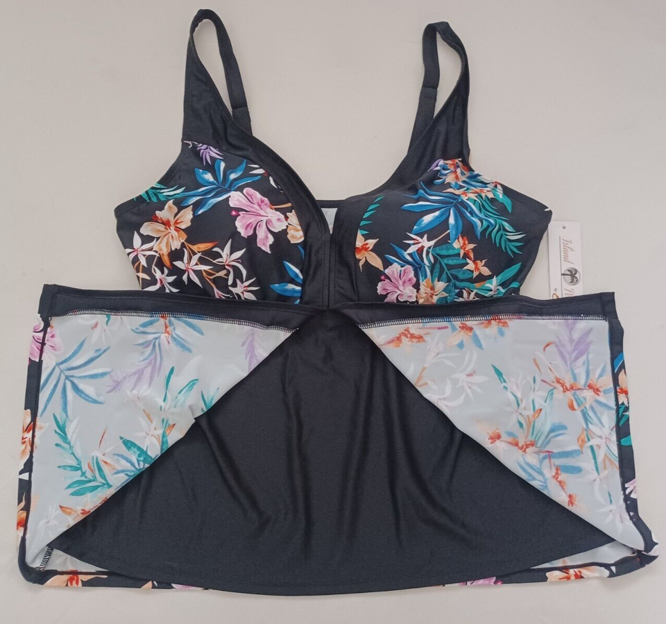 Island Pearls Beautiful Floral Design 2Piece Swimsuit w/Adj. Straps