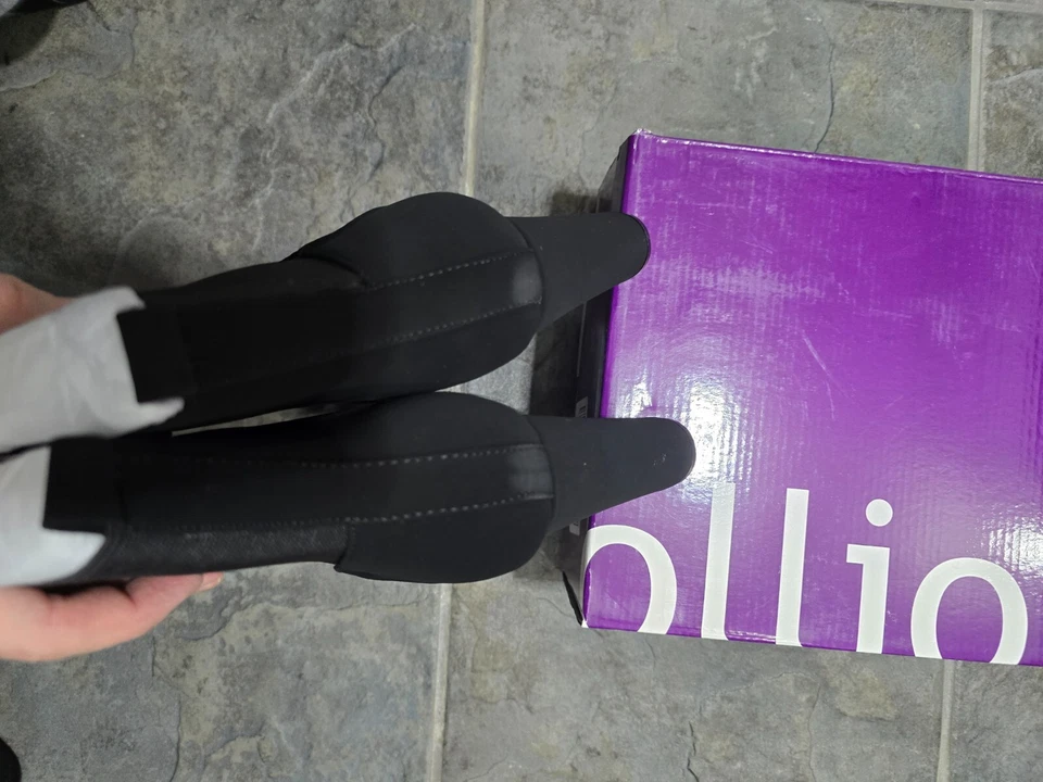 Zapato para mujer Ollio 10b plataforma apilada tobillo grueso tacón alto bota negro Foto 3 de 4