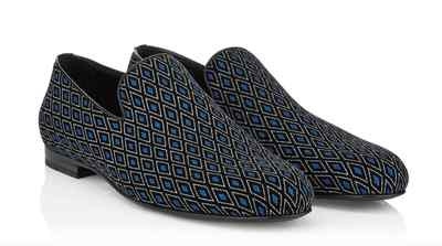 Jimmy Choo Sloane Blue Diamond Glitter Velvet Loafers Z4253  display picture 1