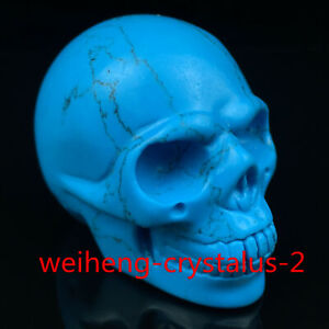2/" Natural Blue Turquoise Quartz Skull hand carved Crystal reiki healing 1Pc