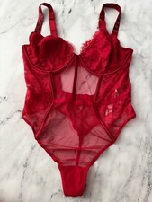 Victoria's Secret Nwt Red w/ Cherry Shine Straps One Piece V String Teddy XXL