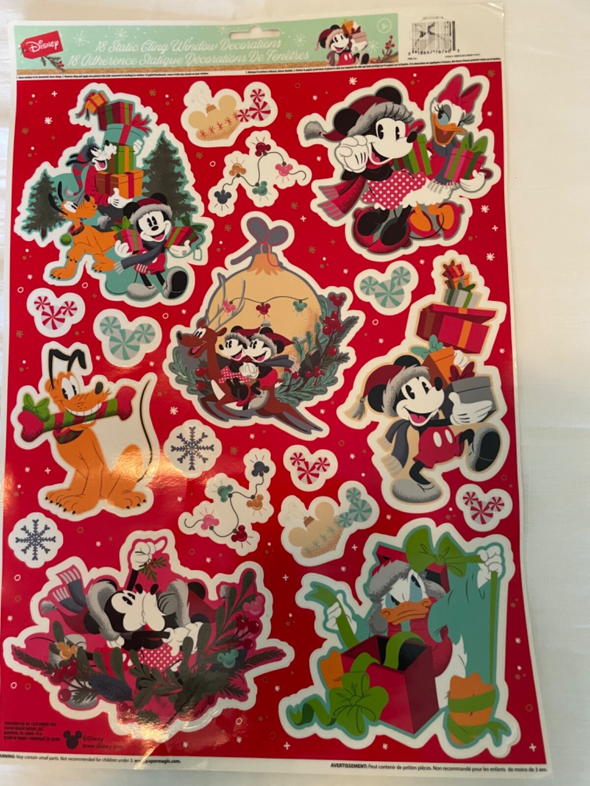 Vintage Disney Christmas 18 Static Cling Window Decorations