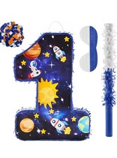 Número 1 Piñata para Niños 1er Cumpleaños Fiesta Decoración Suministro Espacio Planeta Tema