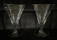 Cambridge Rondo Crystal 6-1/2" Iced Tea Glasses Footed Tumbler Set of 2 # 7966