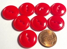 Set of 8 Vintage NOS Glossy Red Plastic Cat Eye Sew-thru Buttons 3/4" 19mm 14819
