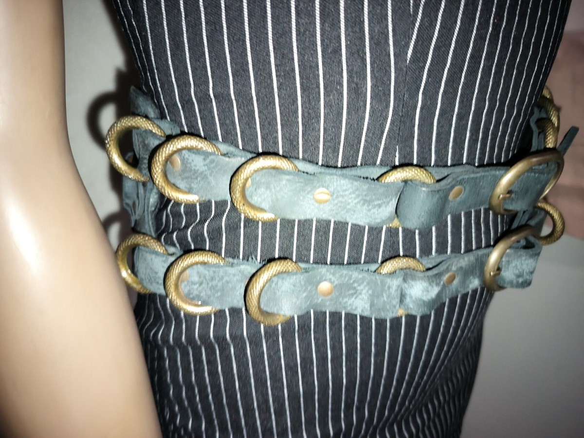 Free People Gray Statement Leather Belt Size S/M | eBay