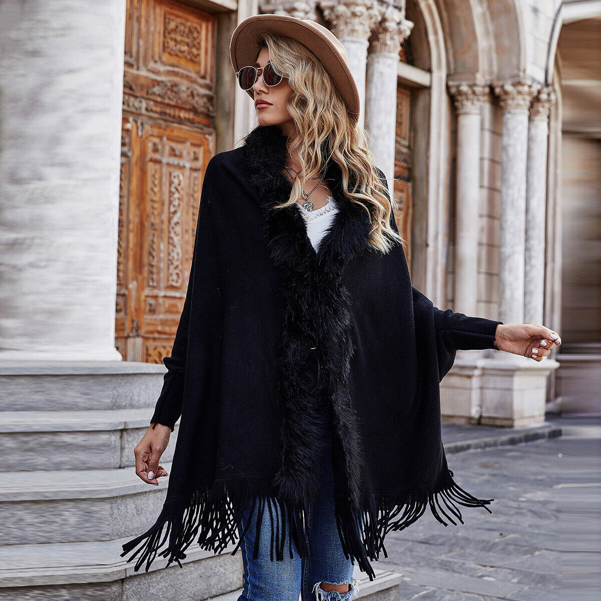 Louis Vuitton Hooded Wrap Cape Coat In Wool And Silk With Fringe