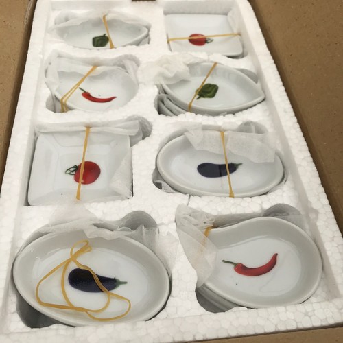 NEW French set 24 side dipping bowls plates cups vegitable porcelain ceramic - 第 3/11 張圖片