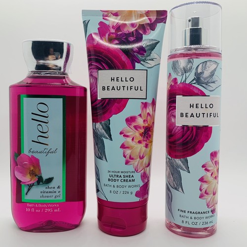 3 PCS BATH & BODY WORKS HELLO BEAUTIFUL BODY CREAM, FRAGRANCE MIST, SHOWER GEL - Picture 3 of 3