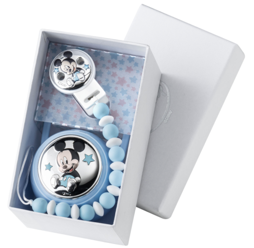 Disney Set Box e Porta Ciuccio Mickey Mouse con Palline per Dentizione Neonato  - Foto 1 di 3