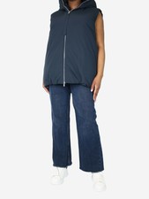 Jil Sander Navy Blue Hooded Gilet - Size Uk 14