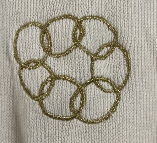 Vintage 80er Sandylo Pullover Shopping Motiv Geldbörsen & Ohrringe One Size Gold/Creme - Bild 4 von 10