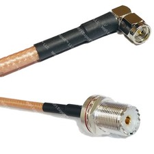 RG142 Silver SMA MALE ANGLE to UHF Female BULKHEAD Coax RF Cable USA Lot