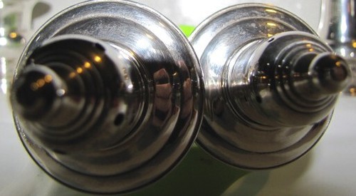 Coppia di shaker sale e pepe Impero vintage in argento sterling 4 1/2" - Foto 3 di 7