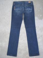 Paige Blue Heights Straight Jeans Women Size 27 Blue Distressed  Stretch L30.25