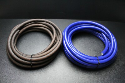 0 GAUGE WIRE 10 FT BLUE 10FT BLACK SUPERFLEX STRANDED POWER GROUND CABLE AMP AWG
