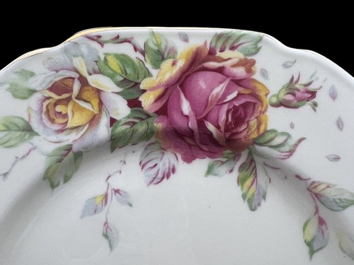 Vintage Paragon Golden Emblem Cake Cookie Plate Pink & Yellow Roses 9.5” - Picture 3 of 5