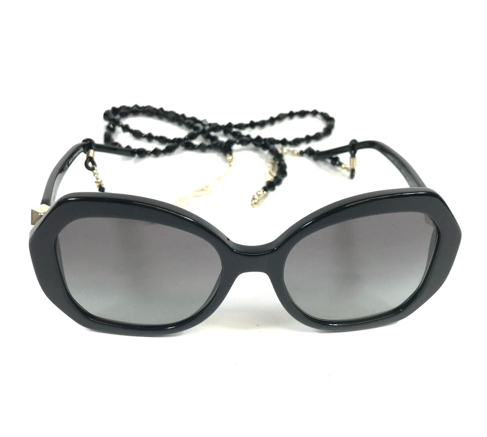 Giorgio Armani 太阳镜 AR8180 5001/11 闪亮黑色蝴蝶镜框带链条 — 第 3/4 张图片