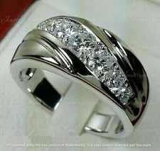 2Ct Round Cut Lab Created Diamond Men's Wedding Band Ring 14K White Gold Plated