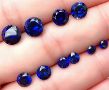Wholesale Top Quality Round Blue Sapphire Lab Created AAAA Loose Gemstone 100pcs