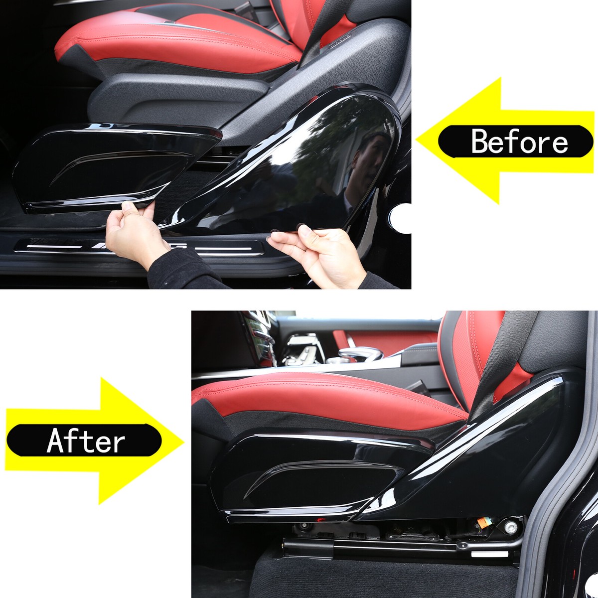 Glossy Black ABS Front Seat Side Panel Cover Trim For Benz G-Class