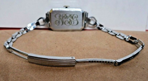 1920s BRUNVIL 15J 3Adj. Swiss Engraved White Gold Fill Art Nouveau Womens Watch - Picture 8 of 9