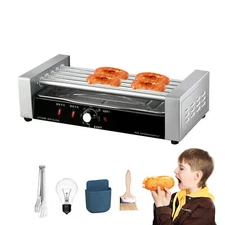 Commercial Electric 12 Hot Dog 5 Roller Grill Cooker Machine W/Bun Warmer 850W