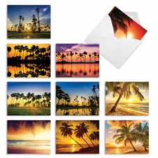 10 All Occasion Blank Note Cards with Envelopes - PALM BEACHES M6457OCB