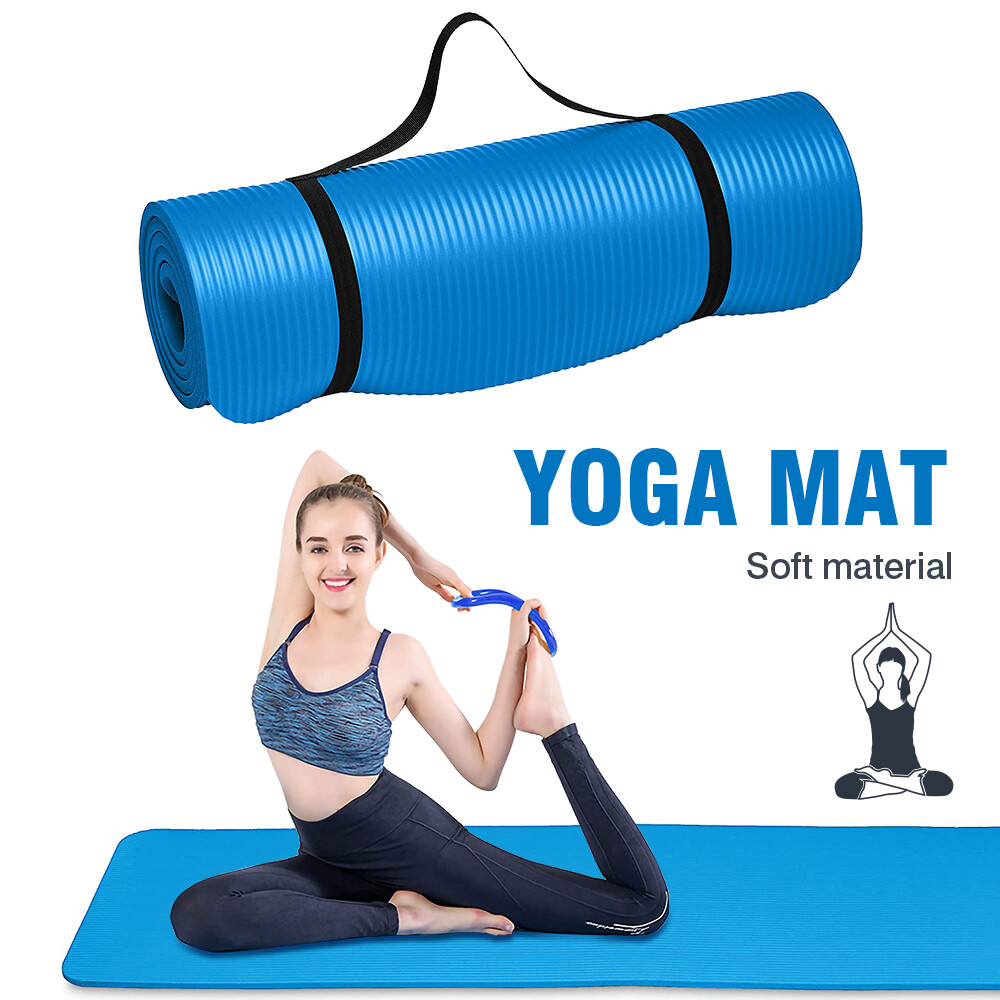 Yoga Mats 10mm Extra Thick Exercise Gym Yoga Pilates Mats With Carrying