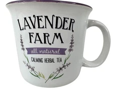 Open Road Brands Lavender Farm Calming Herbal Tea Ceramic Mug Cottage Flower NEW