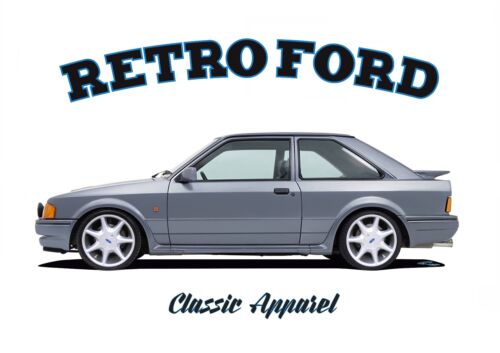FORD ESCORT MK4  t-shirt. RETRO FORD. CLASSIC CAR. RS TURBO. MODIFIED. XR3I. - Afbeelding 1 van 3
