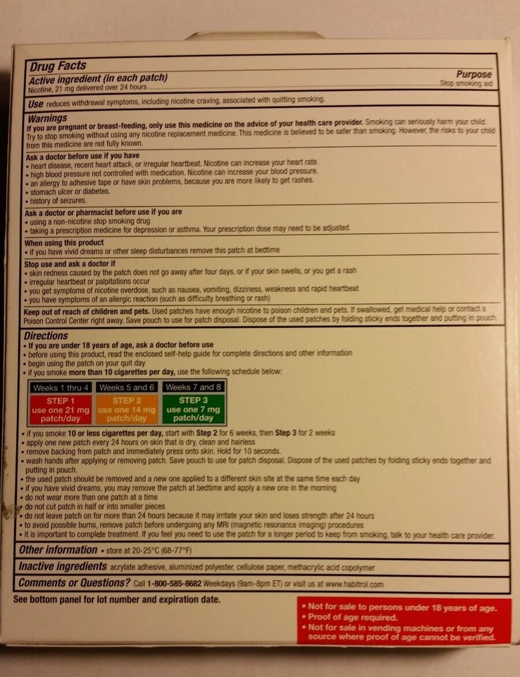 Parche Sistema Transdérmico de Nicotina Habitrol 21 mg Paso 1, 28 PARCHES (kit de 4 semanas) Foto 3 de 4