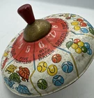 Vintage J. Chein Tin Toy Spinner Metal Spinning Top Counting Number Preschool 7”