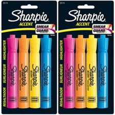 Pack of (2) New Sharpie Accent Tank-Style Highlighters, 4 Colored Highlighters
