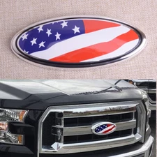 7-Inch American Flag Design Front Grille Emblem and Tailgate Oval Badge