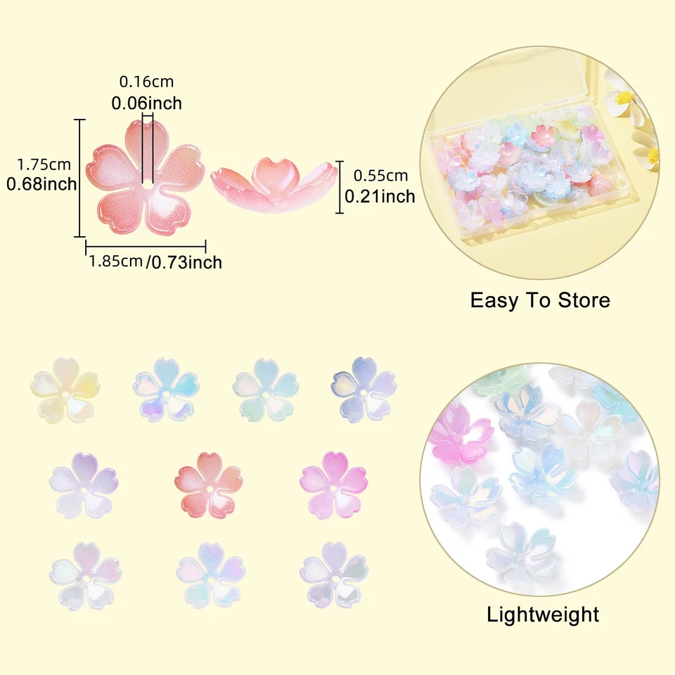 100x Tapas de extremo de cuentas espaciadoras de flores de acrílico opaco para hacer joyas de pulsera Foto 4 de 4