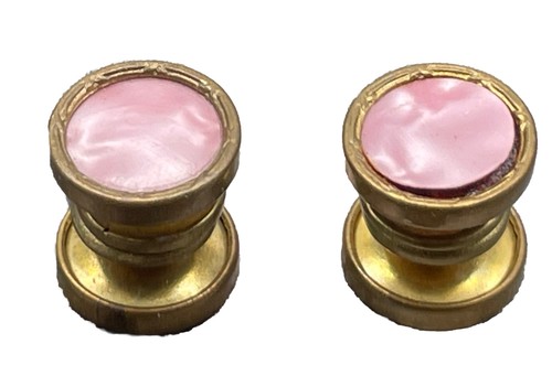 Boutons de Manchette Dorés Ronds en NACRE ROSE Pink mother-of-pearl cufflinks - Photo 2/4