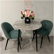 Esszimmertisch Esstisch &phi;80cm Koferenztisch K&uuml;chentisch Marmor+Metall Bartisch